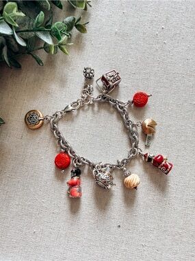 Brighton Good Fortune Charm Bracelet Asian Inspired Red Enamel Lantern Teapot